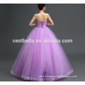 Customized Made In China Appliqued Purple Lace Puffy Tulle Robe de mariée 2017